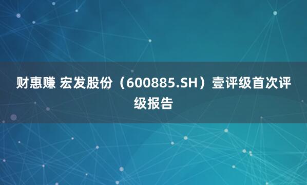 财惠赚 宏发股份（600885.SH）壹评级首次评级报告